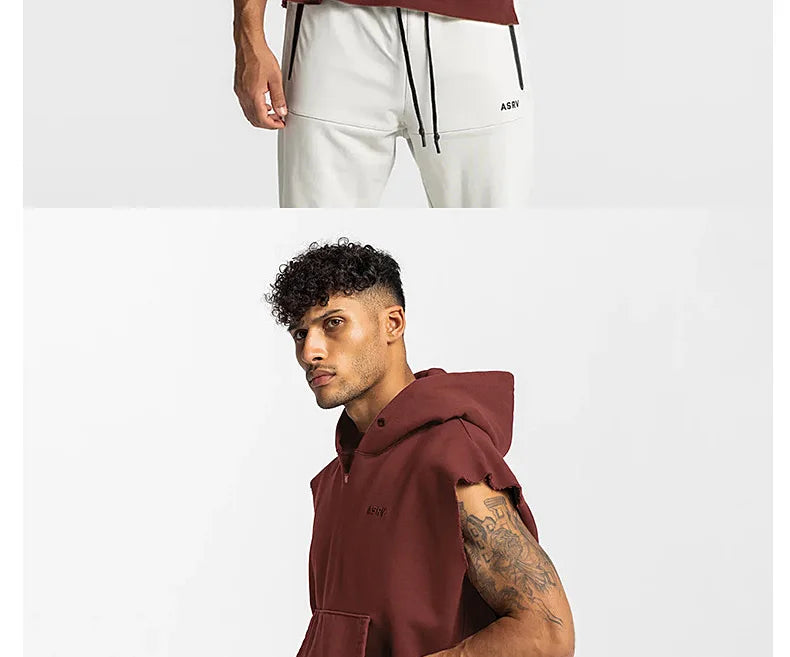 Mens Brand Gyms Clothing Bodybuilding Hooded Tank Top Cotton Sleeveless Vest Sweatshirt Fitness Workout Sportswear Tops Male