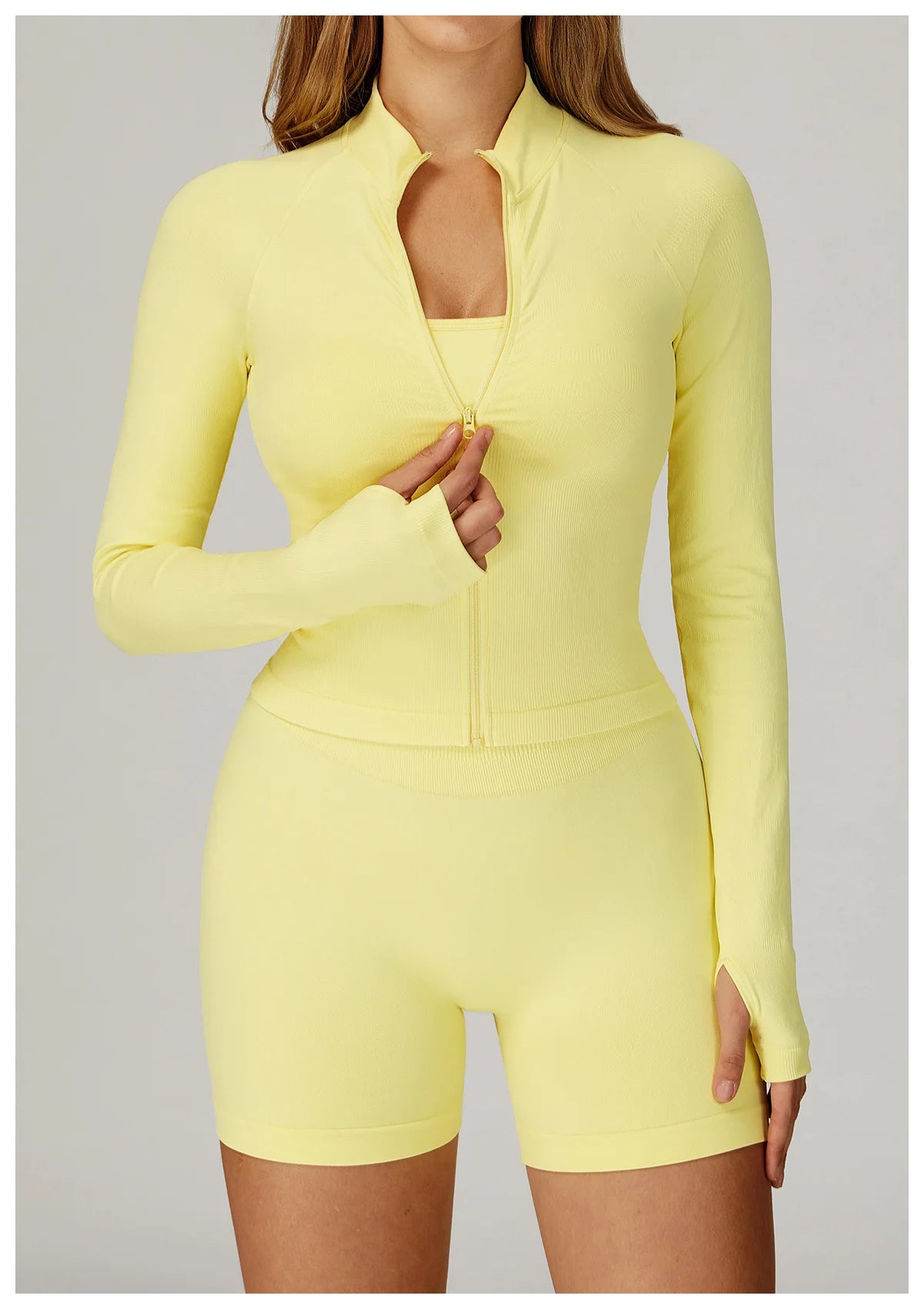 Seamless 2 Pieces Yoga Suit Sports Outfits Women Gym Set Women Tracksuit Running Workout Long Sleeve Sports Shirt Yoga Clothing