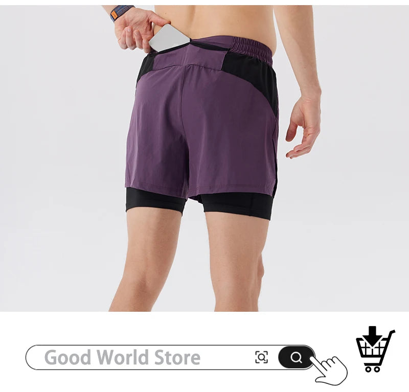 Men's Running Shorts Gym Sports Fitness Training Jogging Sportswear Breathable Quick-Dry Compression Workout Clothing