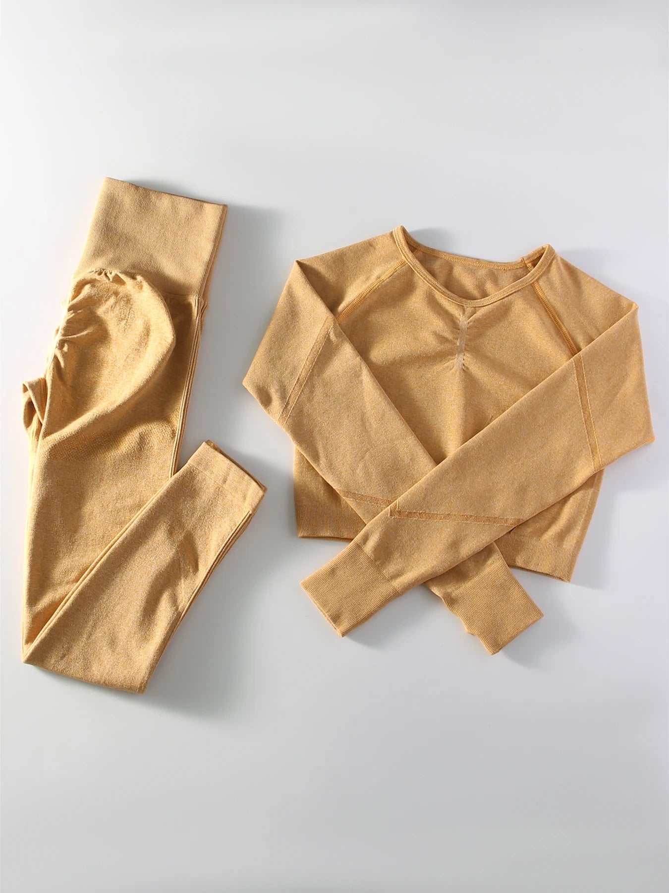 Women's 2 Piece Seamless Yoga Sportswear Set Gym Wear Fitness Wear Short Long Sleeve Top High Waist Leggings Fitness Sportswear