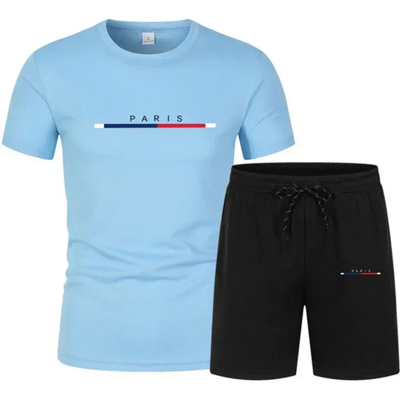 Fashionable two-piece sportswear quick-drying T-shirt and shorts se men's clothing, sportswear set men's breathable clothes