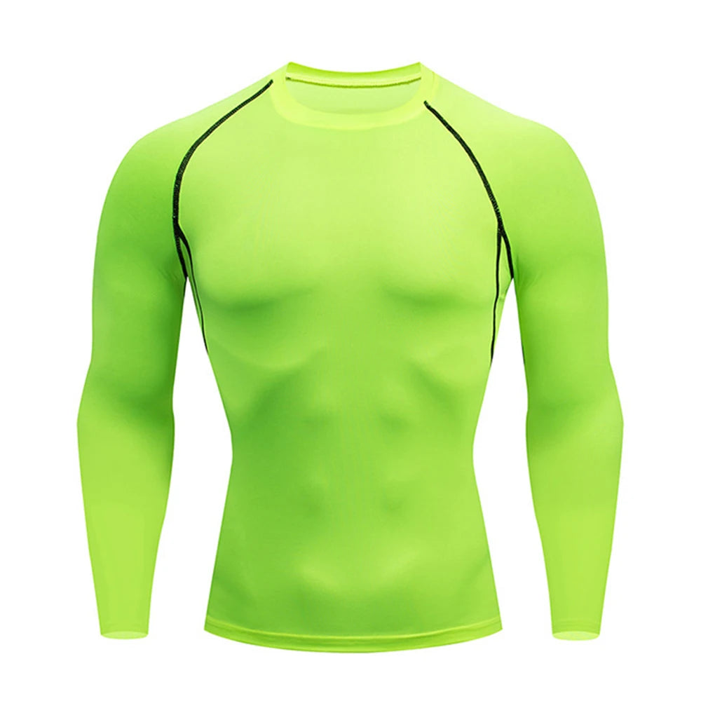 Men's Compression Shirt Men Rashgard Fitness Long Sleeve Running Shirt Man Gym Under T Shirt Football Jersey Sportswear Tights