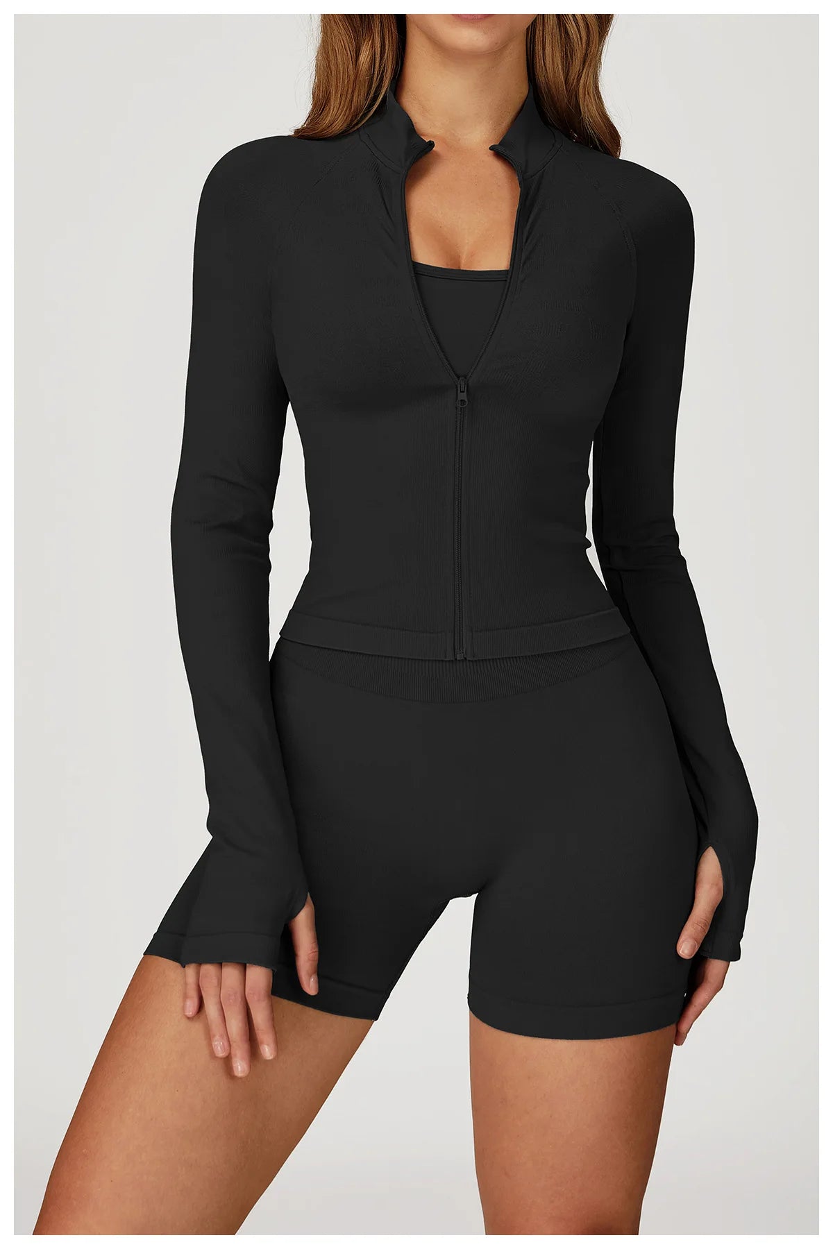 Seamless 2 Pieces Yoga Suit Sports Outfits Women Gym Set Women Tracksuit Running Workout Long Sleeve Sports Shirt Yoga Clothing