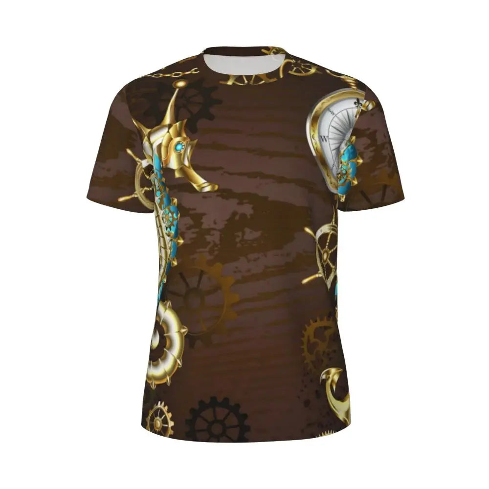 Gym T Shirt For Men Steampunk Design T-Shirts Fashion Wonderful Clockwork Vintage Summer Tees O Neck Streetwear Design Tops