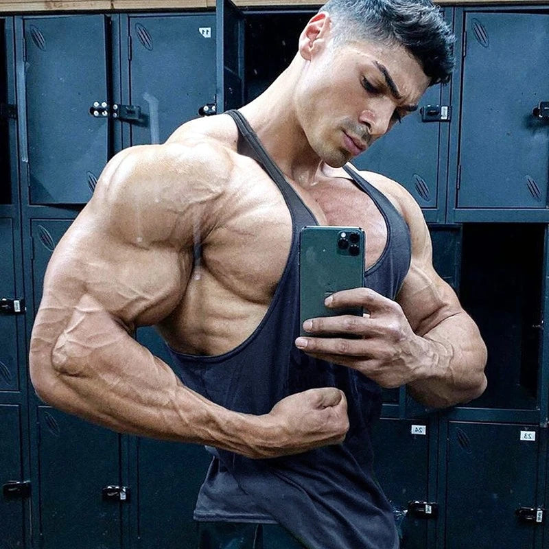 Men's Sleeveless Gym Y-Back Vest, Movement-Friendly Cotton Athletic Undershirt for Muscle Training & Fitness Workout