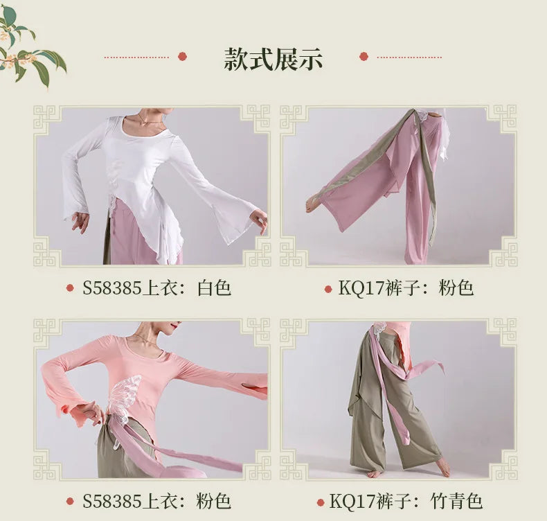 Modern Dance Dance Practice Clothing Long Sleeve Tops Body Training Clothing Classical Dance Dance Women's Loose Wide Leg Pants