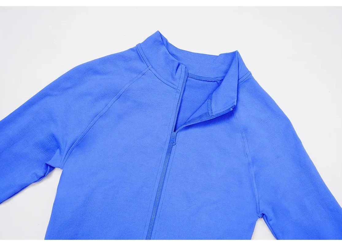 Seamless 2 Pieces Yoga Suit Sports Outfits Women Gym Set Women Tracksuit Running Workout Long Sleeve Sports Shirt Yoga Clothing