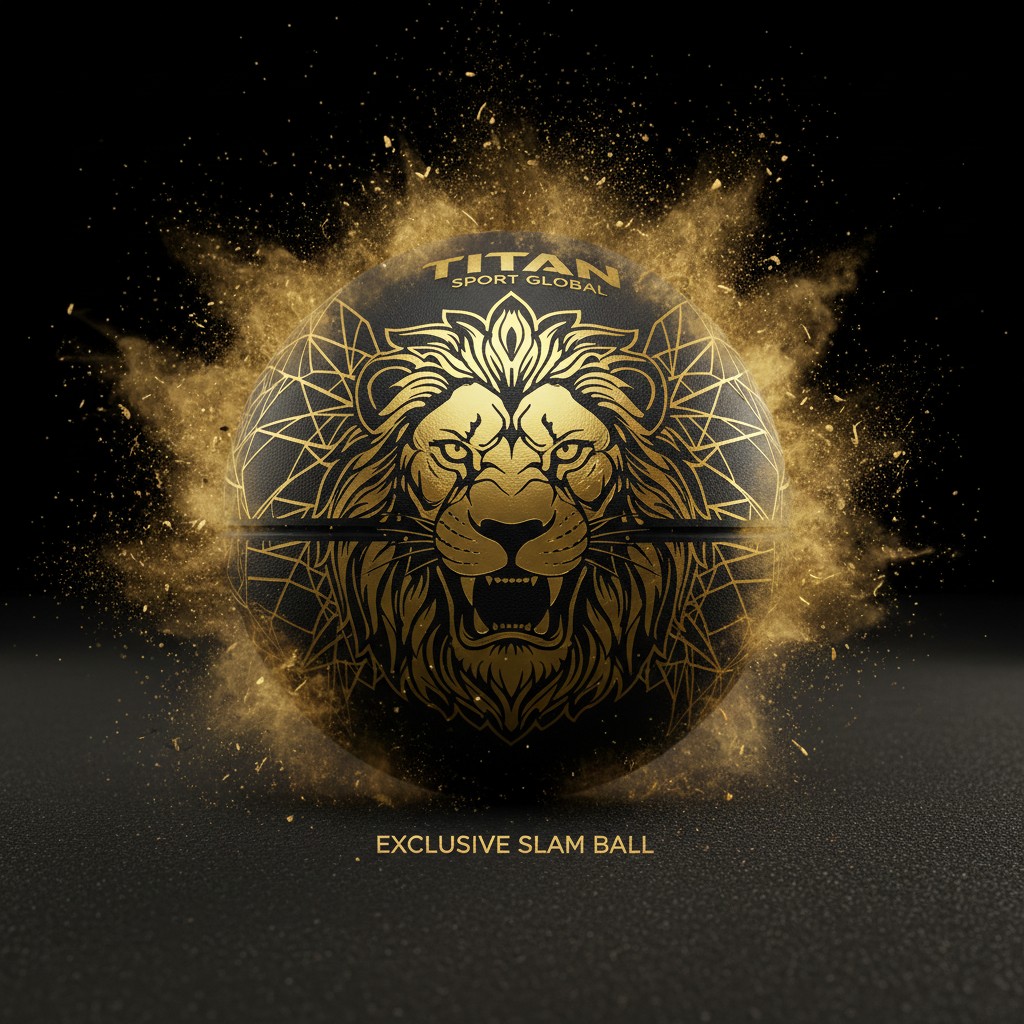 TITAN Gold Lion Face Slam Ball — Exclusive Black & Gold Medicine Ball 🖤💥 (10lb–50lb)