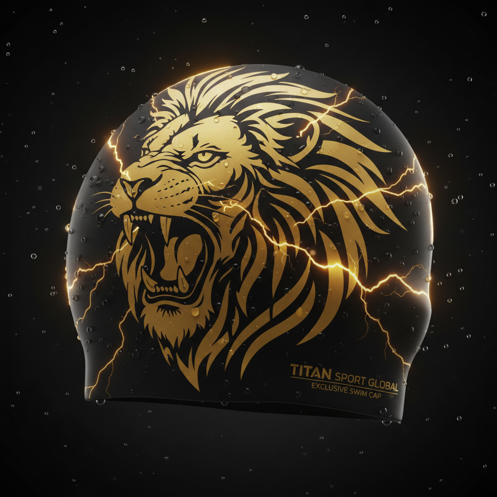 TITAN Gold Lion Swim Cap — Exclusive Black & Gold Performance Swim Cap 🖤🦁