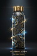 TITAN Gold & Blue Circuit Lion Insulated Water Bottle — Exclusive 32oz 🖤⚡