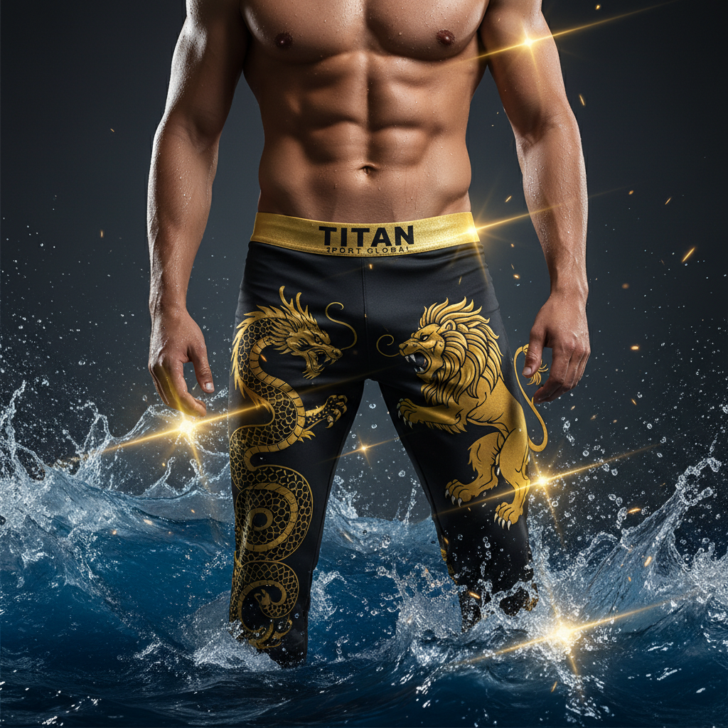 TITAN Men's Dragon vs Lion Swim Trunks — Exclusive Black & Gold Design 🖤🐉 (S–3XL)