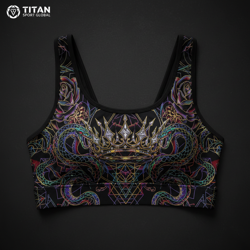 TITAN Crown Edition Obsidian Crown Sports Bra — Black & Rainbow Gold ultimate edition