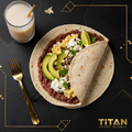 TITAN Honduran Baleada Power Breakfast Wrap flat lay dark luxury