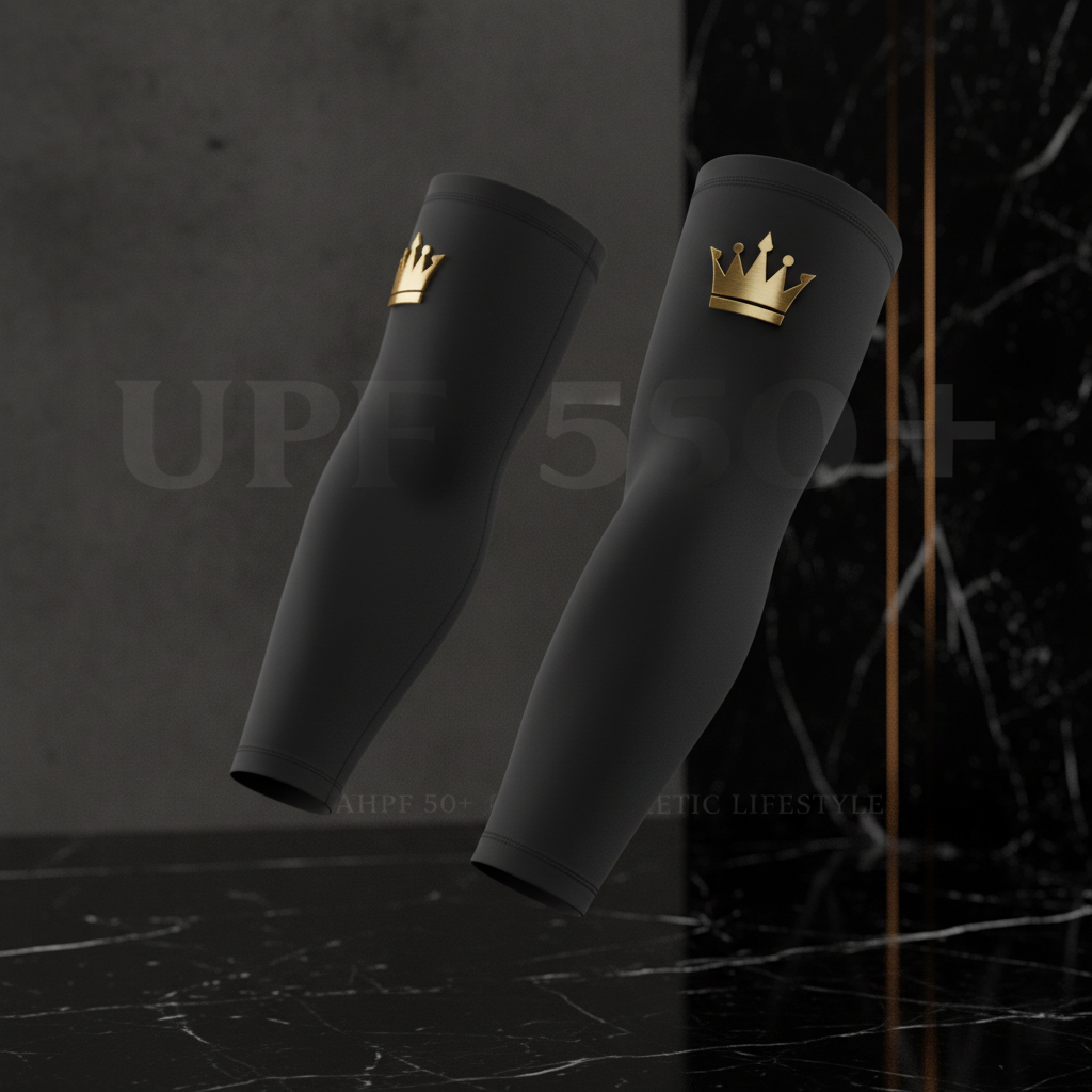 TITAN Golf Sun Sleeves Crown Edition matte black UPF 50+ gold crown logo