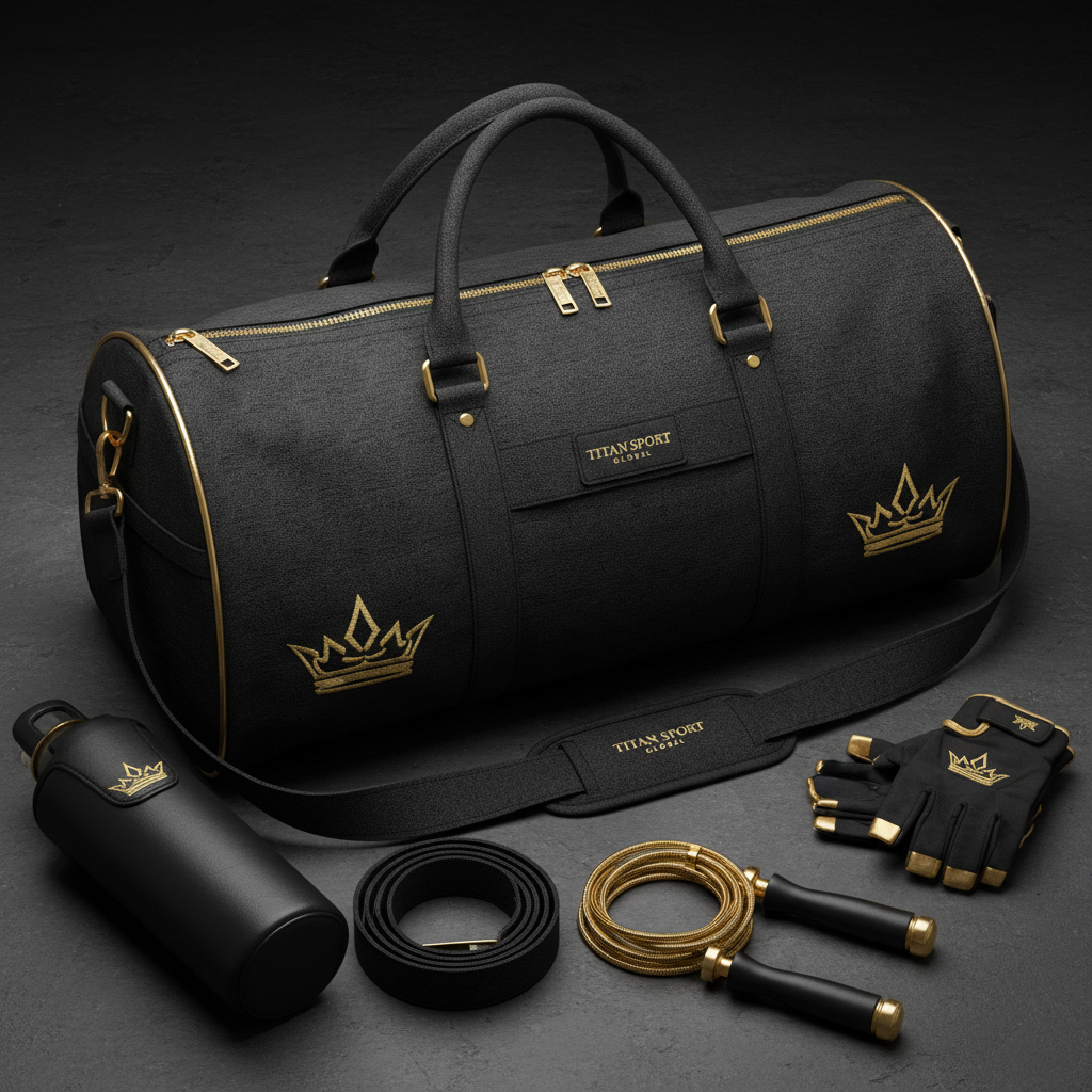 TITAN Midnight Black Crown Luxury Gym Duffle Bag