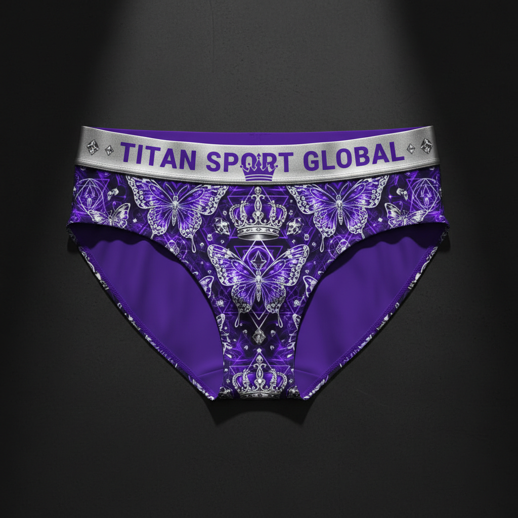 TITAN Crown Edition Women's Crystal Butterfly Sport Briefs — Electric Violet & Silver