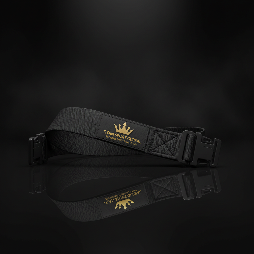 TITAN Stretching Strap Blackout Crown — matte black with gold crown logo