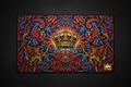 TITAN Printed Mousepad — Oversized XL with bold tattoo-style crown artwork in crimson and royal blue