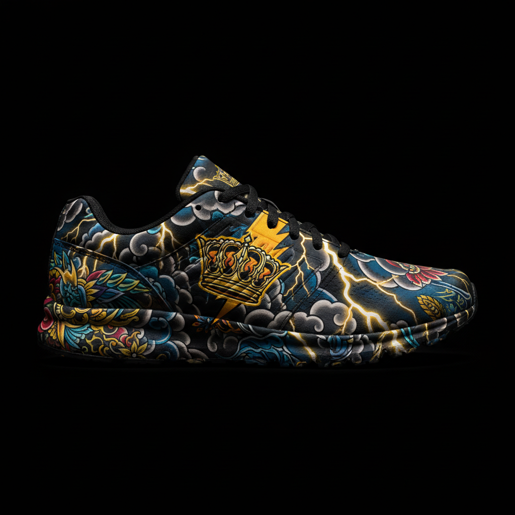 TITAN Crown Edition Lightning Storm Men's Running Shoe Color Tattoo Art