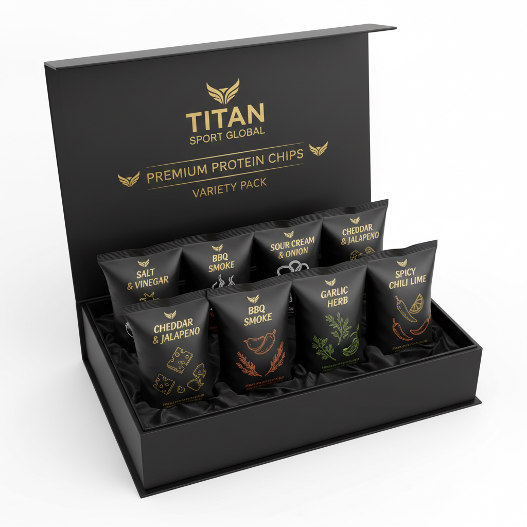 TITAN Protein Chips Variety Pack 6-Pack — matte black gift box