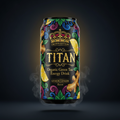 TITAN Organic Green Tea Energy Drink — Lemon Ginger, Crown Edition tattoo-style artwork