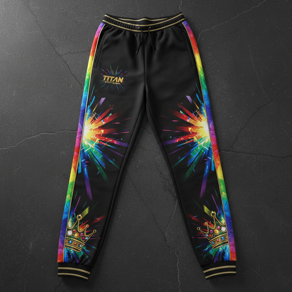 TITAN Women's Rainbow Crown Joggers flat lay