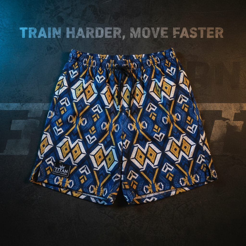TITAN Men's Mesh Shorts — Bold Geometric Tribal Design