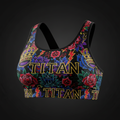 TITAN All-Over Print Sports Bra — Crown Edition bold edge-to-edge sublimation print