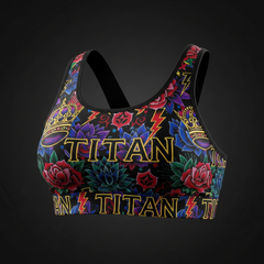 TITAN All-Over Print Sports Bra — Women's Bold Graphic High-Support