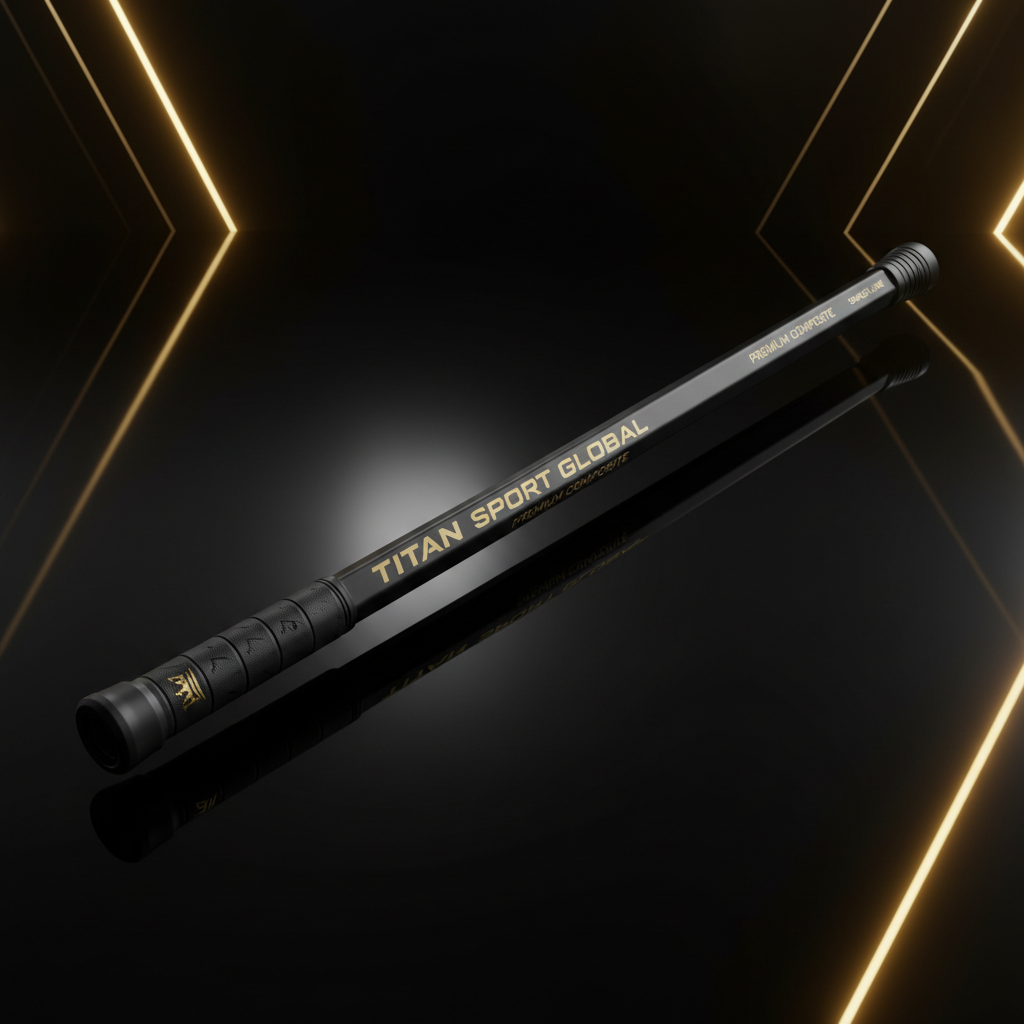 TITAN Lacrosse Stick Blackout Crown — matte black with gold crown logo