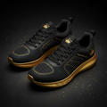 TITAN Running Shoes Black Gold Lightweight Athletic Sneakers Crown Edition