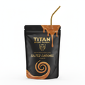 TITAN Protein Shake Pouch Salted Caramel — matte black pouch