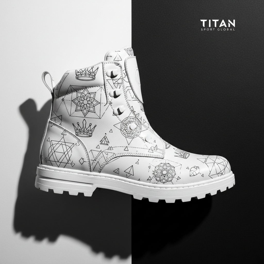 TITAN Hiking Boot — Geometric Crown White Tattoo Edition