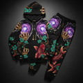 TITAN Crown Edition Tattoo Art Women's Lounge Jogger Set - bold galaxy blossom tattoo artwork on matte black fleece