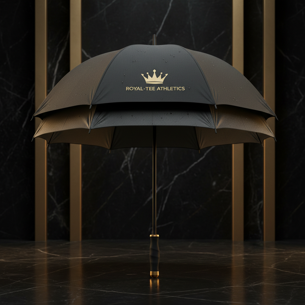 TITAN Golf Umbrella Crown Edition 68-inch matte black gold crown branding double canopy