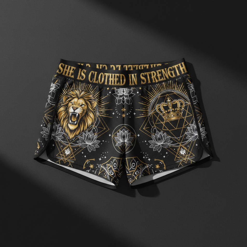 TITAN Women's Shorts She Is Clothed In Strength Crown Edition flat lay