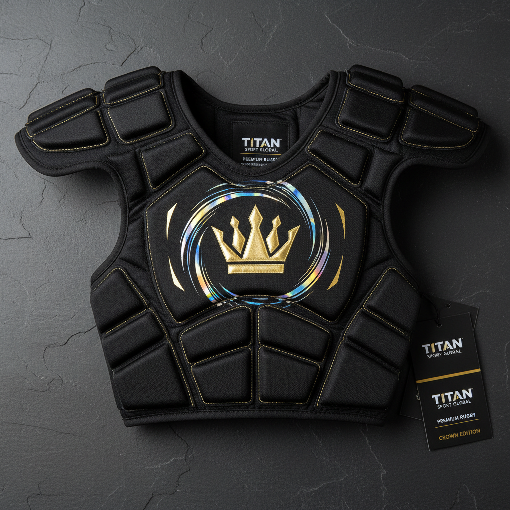 TITAN Crown Edition Rugby Shoulder Pads Matte Black Gold