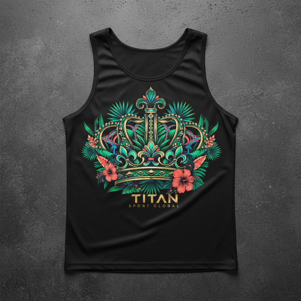 TITAN Men's Tropical Crown Tank Top flat lay