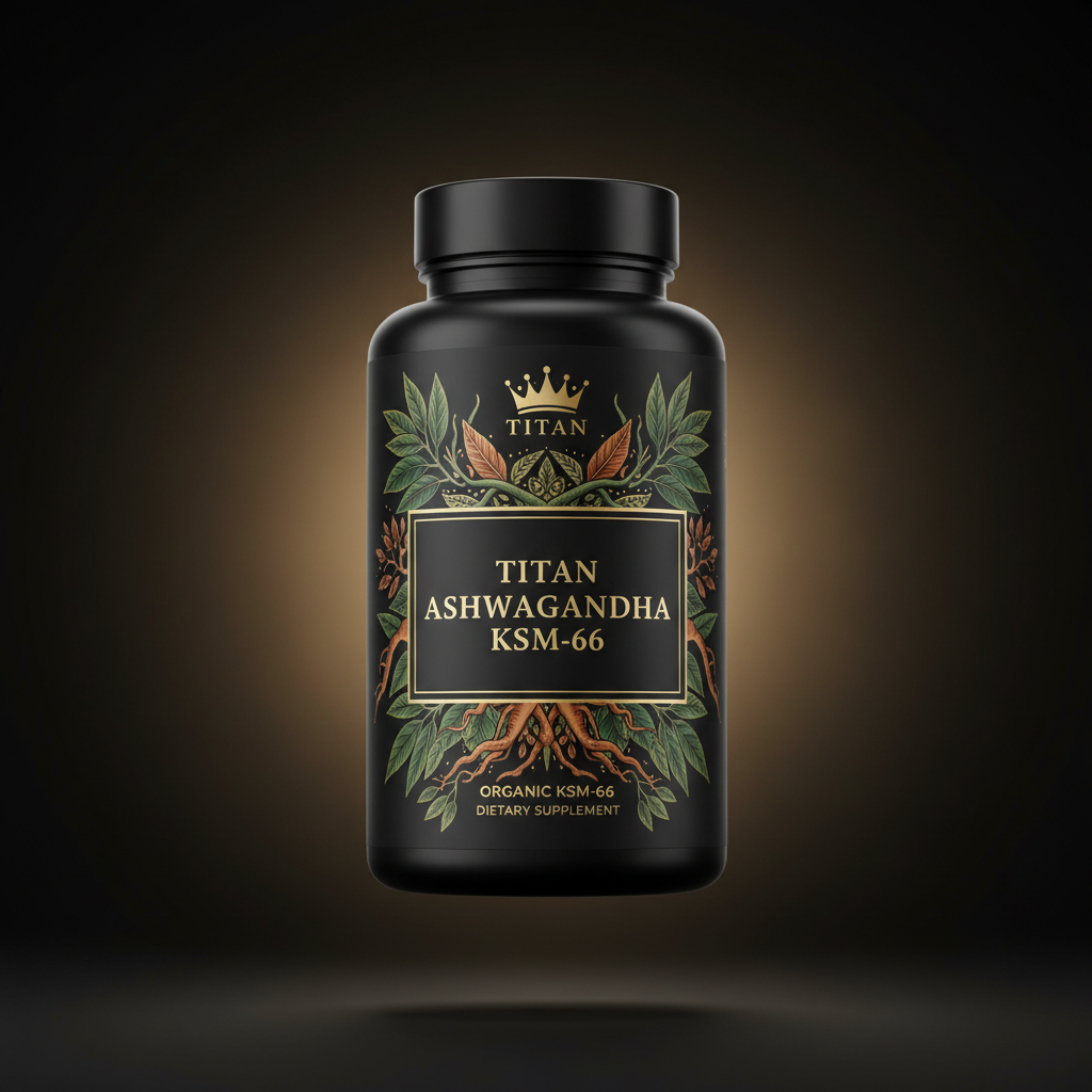 TITAN Ashwagandha Organic KSM-66 supplement bottle
