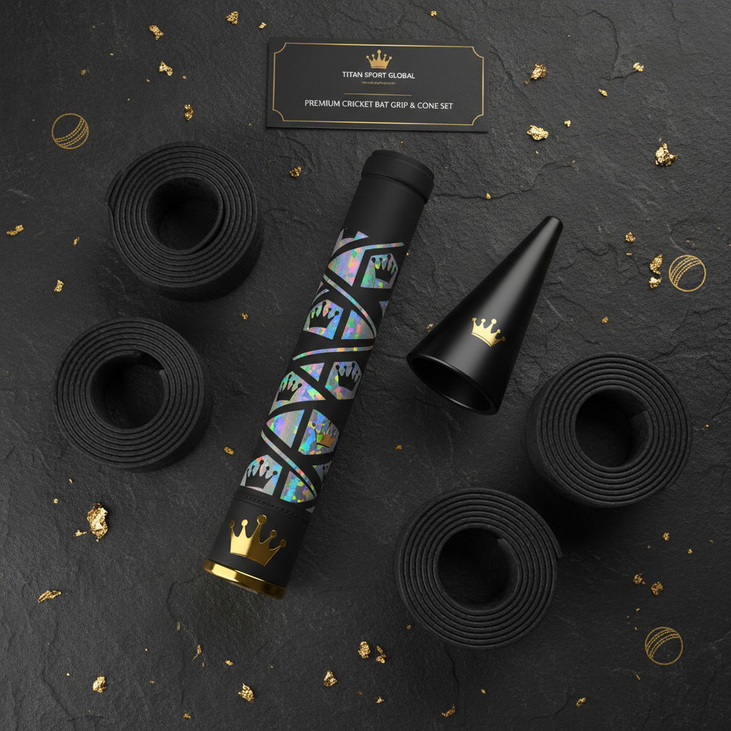 TITAN Crown Edition Cricket Bat Grip Cone Set Matte Black Gold