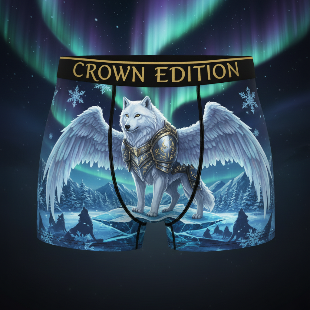 TITAN Valkyrie Wolf Women's Cozy Boxer Shorts Crown Edition — wolf in valkyrie armor anime art on matte black