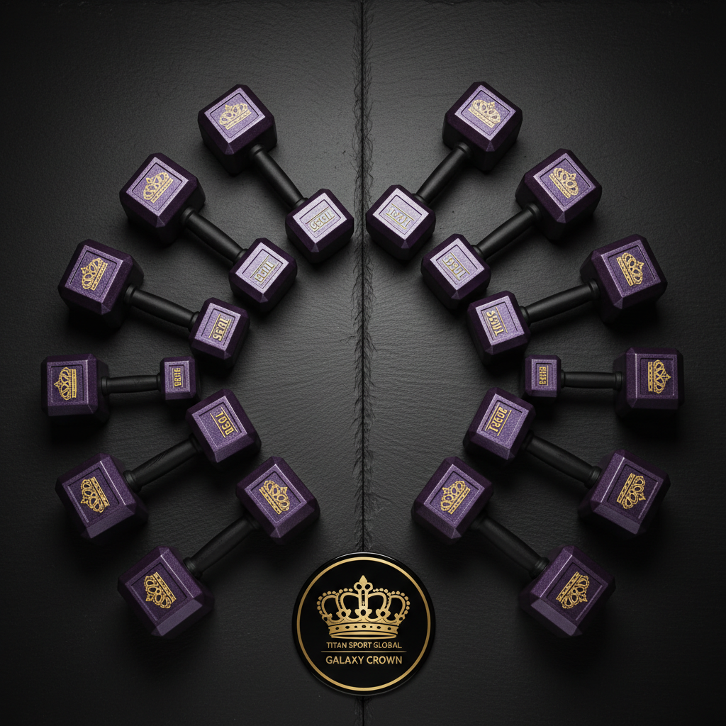 TITAN Dumbbell Set Galaxy Crown Edition flat lay