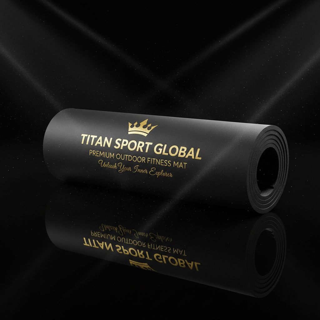 TITAN Outdoor Fitness Mat Crown Edition — matte black with gold crown logo