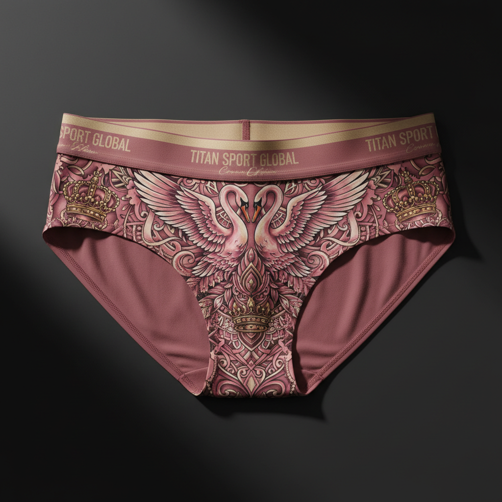 TITAN Crown Edition Women's Swan Queen Sport Briefs — Dusty Rose & Champagne