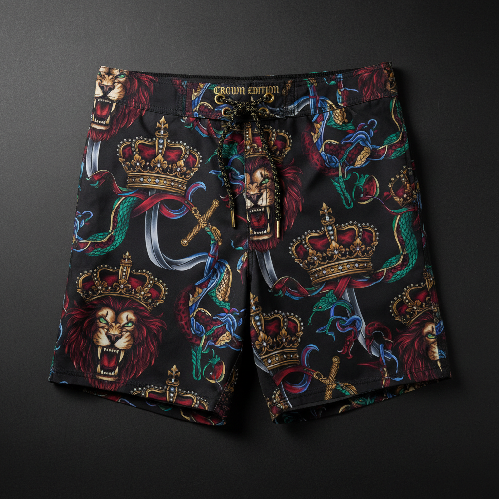 TITAN Crown Edition Men's Tattoo Art Swim Trunks