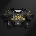 TITAN Women's Crop Top Sacred Strength Crown Edition flat lay
