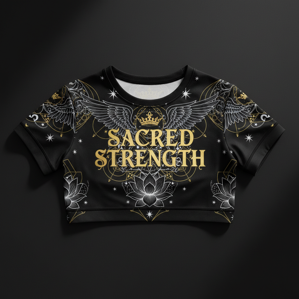 TITAN Women's Crop Top Sacred Strength Crown Edition flat lay