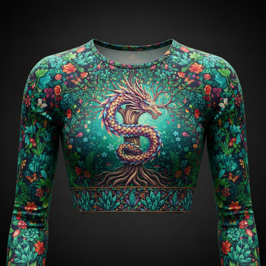 TITAN Women’s Enchanted Forest Dragon Long Sleeve Crop — Fae Edition