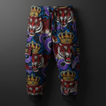 TITAN Crown Edition Tattoo Art Men's Lounge Cargo Joggers - bold colorful tattoo artwork on matte black fabric