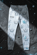 TITAN Men's Arctic White Crown Performance Joggers flat lay Ice SWAG Edition